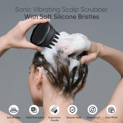 EKZ silicone shampoo brush provides gentle scalp exfoliation during wash.