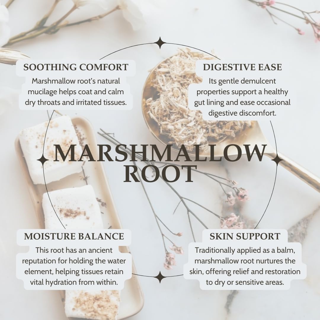 Marshmallow root mucilaginous texture ideal for beverages