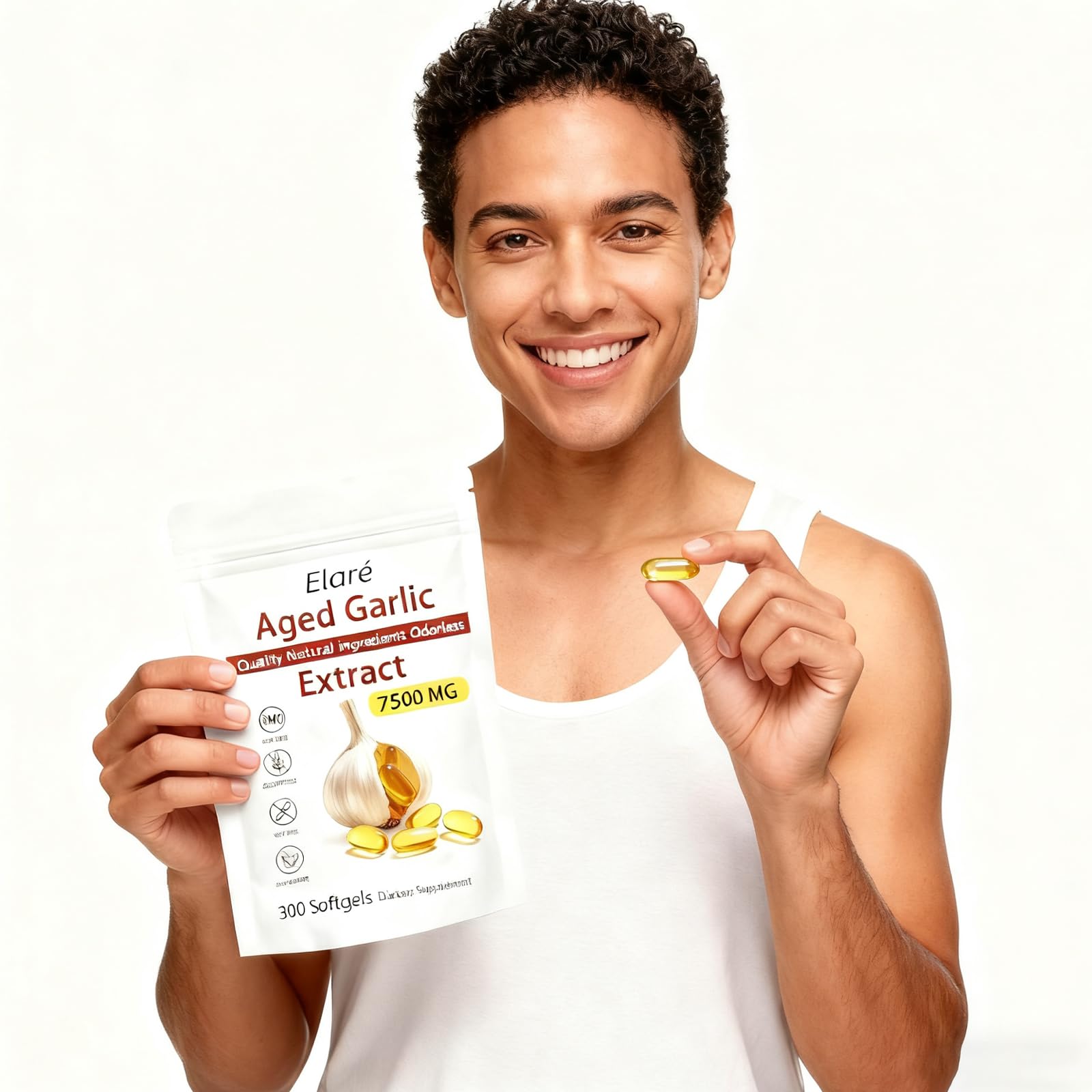 ELARE Aged Garlic Extract capsules arranged for convenient daily routine