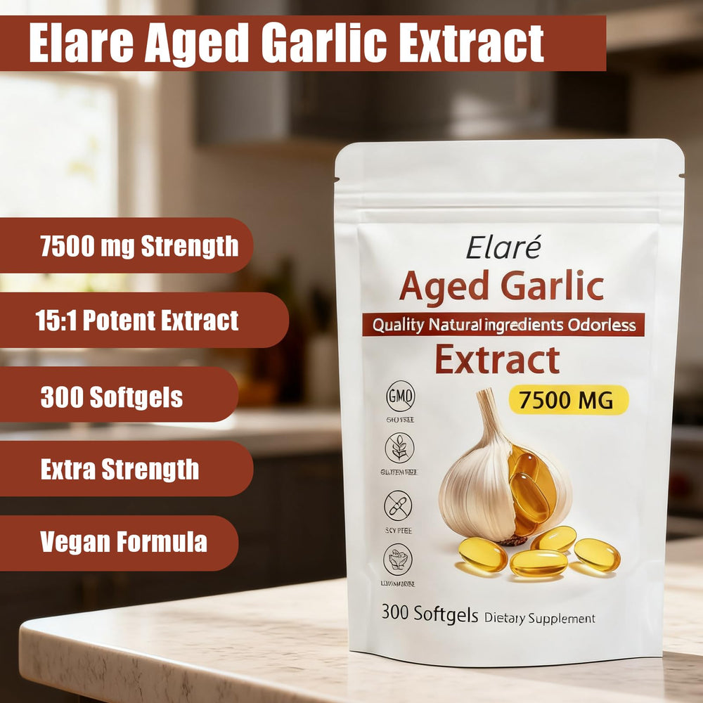 Close-up of ELARE softgels highlighting odorless formula for gentle digestion