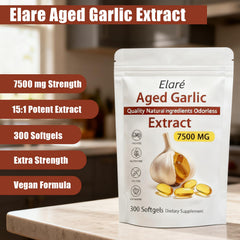 Close-up of ELARE softgels highlighting odorless formula for gentle digestion