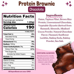 ELAVI Protein Brownie plated serving, rich chocolate color and chewy texture, great post-workout snack