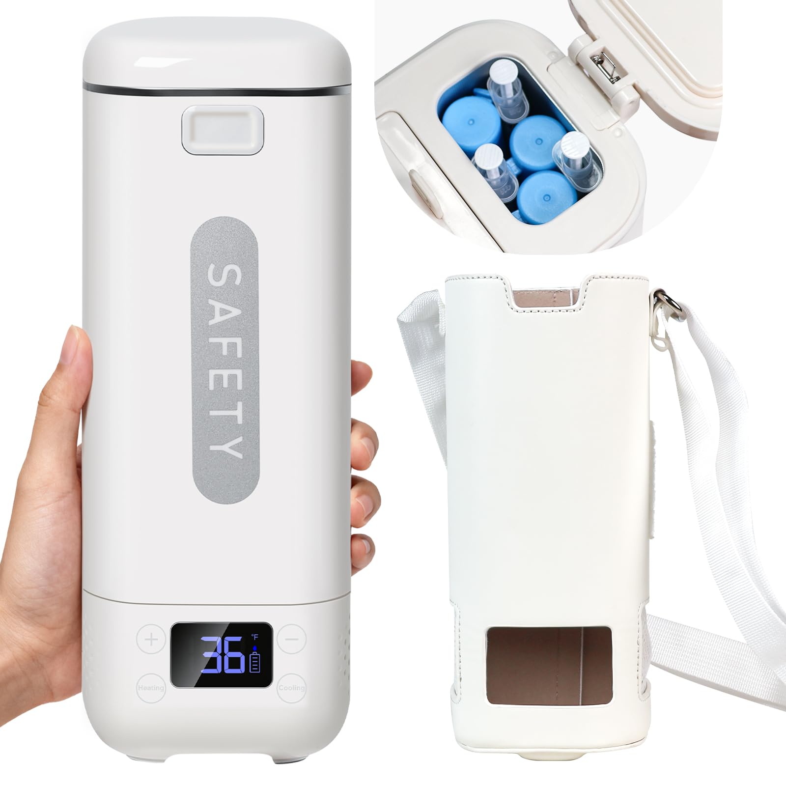 ELDERACARE insulin cooler travel case with temperature display supports steady medication cooling during travel.