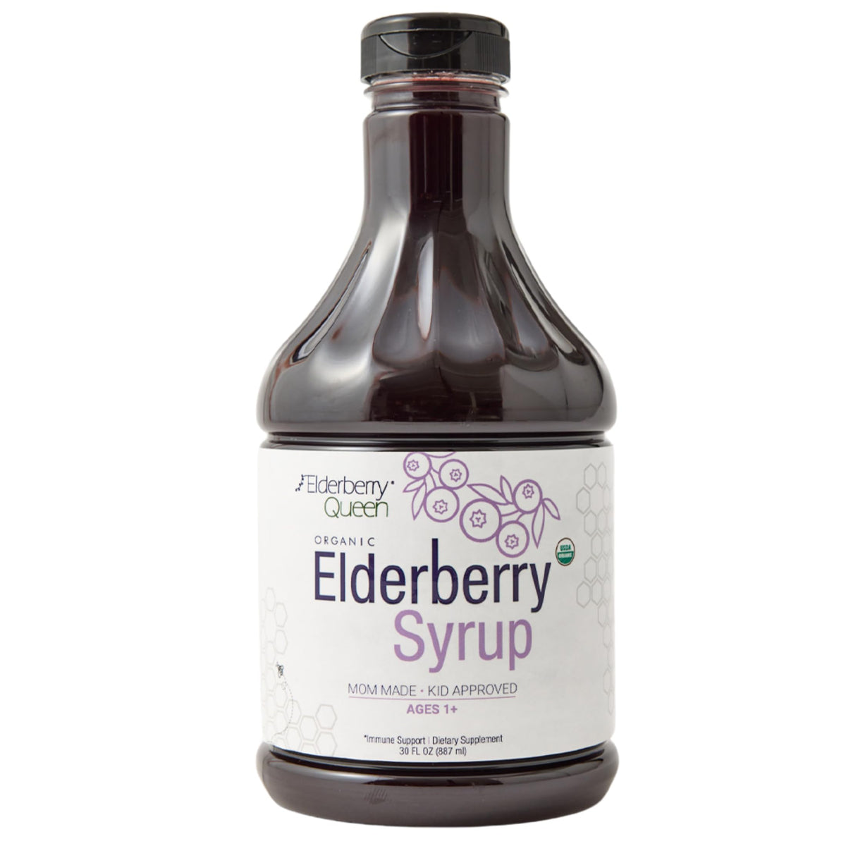 Elderberry Queen bottle front 30oz for daily wellness.