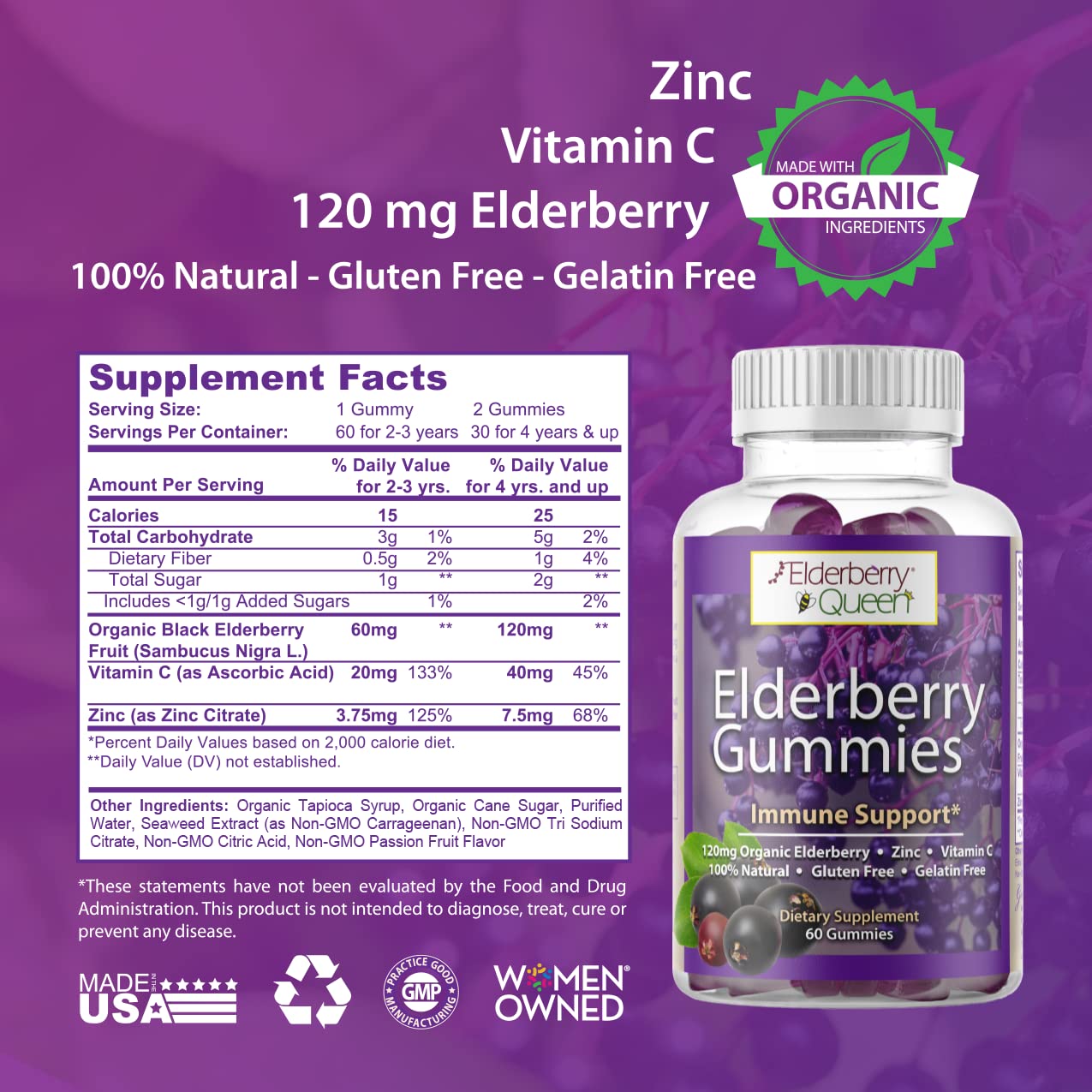 Elderberry Queen gummies suitable for kids and adults during cold season