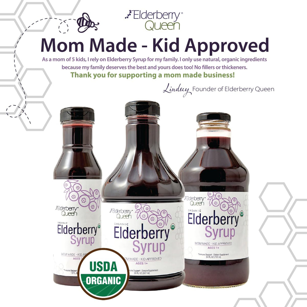 Elderberry Queen USDA Organic certification emblem communicates purity.