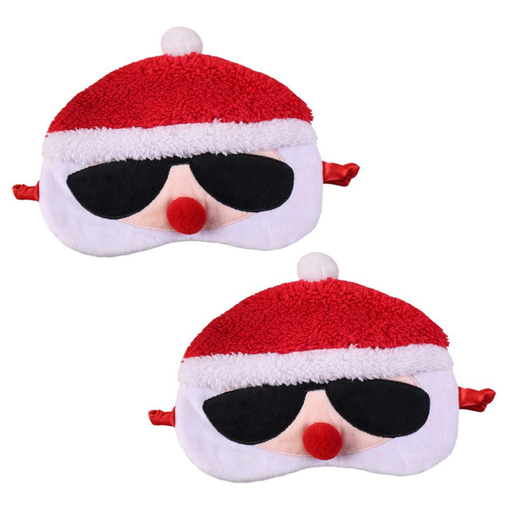 EleCharm Santa design sleep mask front view for festive, comfortable sleep during holidays.