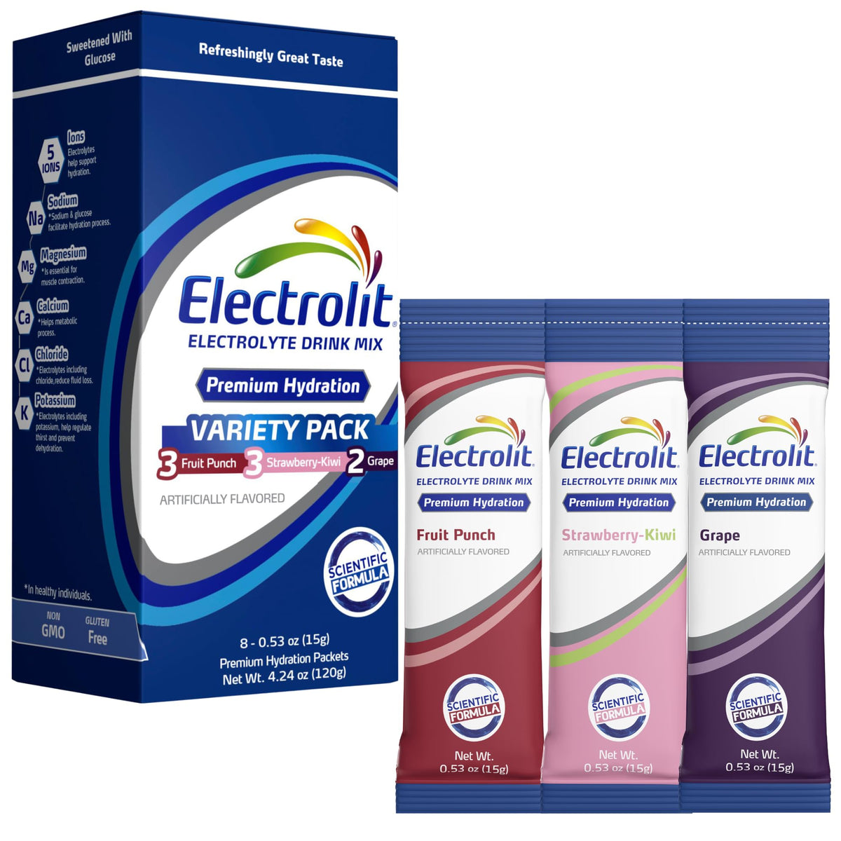 Electrolit lemon-lime powder packet for refreshing on-the-go hydration.