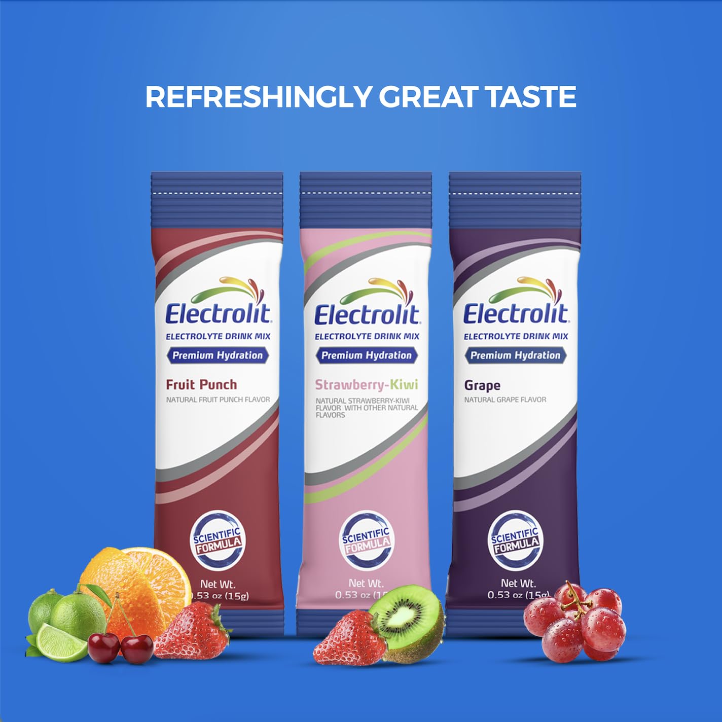 Electrolit post-workout hydration packet ideal for rapid fluid replenishment.