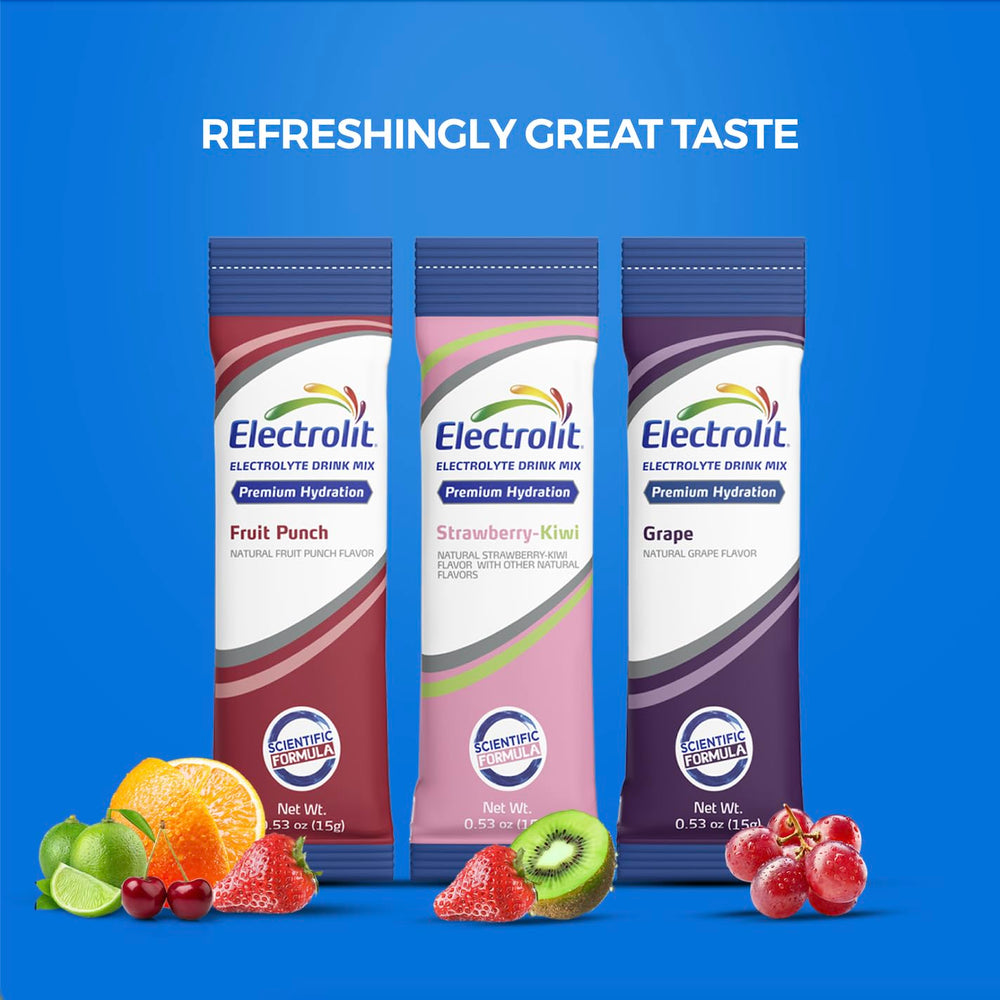 Electrolit post-workout hydration packet ideal for rapid fluid replenishment.