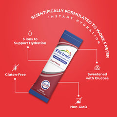 A glass shows dissolving Electrolit electrolyte powder for energized post-workout recovery.
