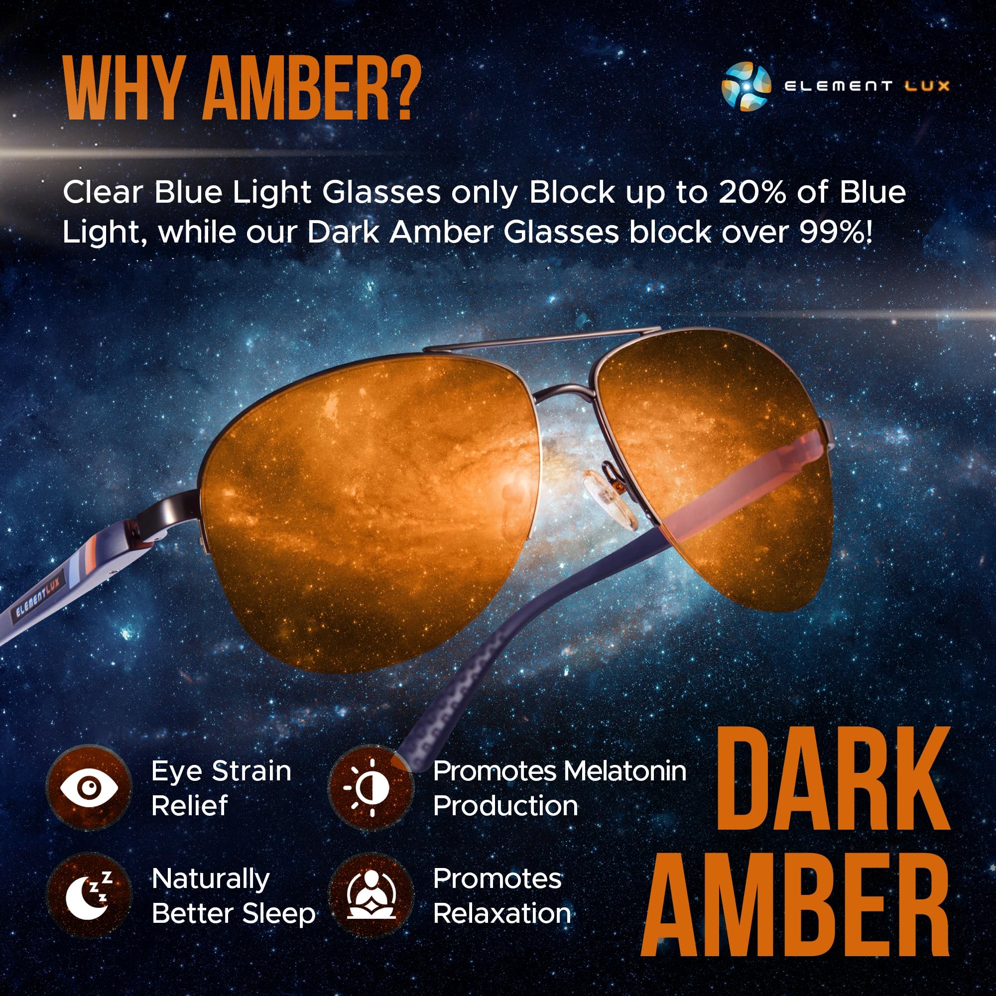 Element Lux aviator frames provide full eye coverage with a sleek, comfortable fit.