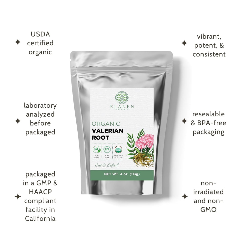 Elanen Naturals valerian root brew cup evokes a soothing evening aroma