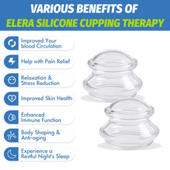 ELERA cupping set in use on the back, demonstrating ergonomic grip for body care.