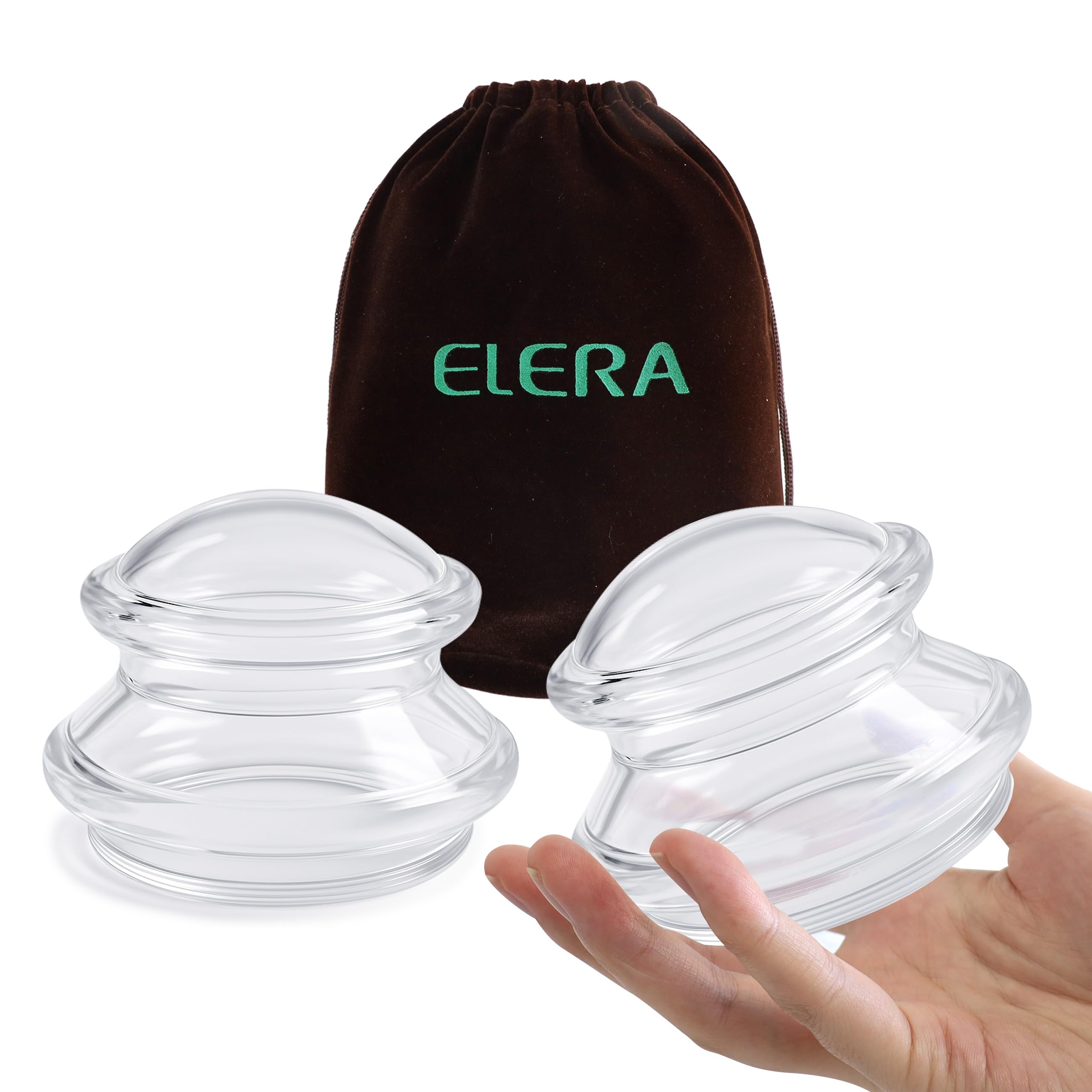 ELERA Silicone Cupping XL set with two cups for professional home use.