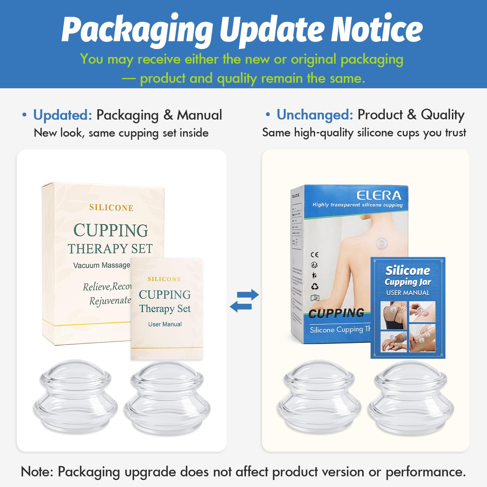 ELERA Silicone Cupping XL two cups open, ready for targeted massage.