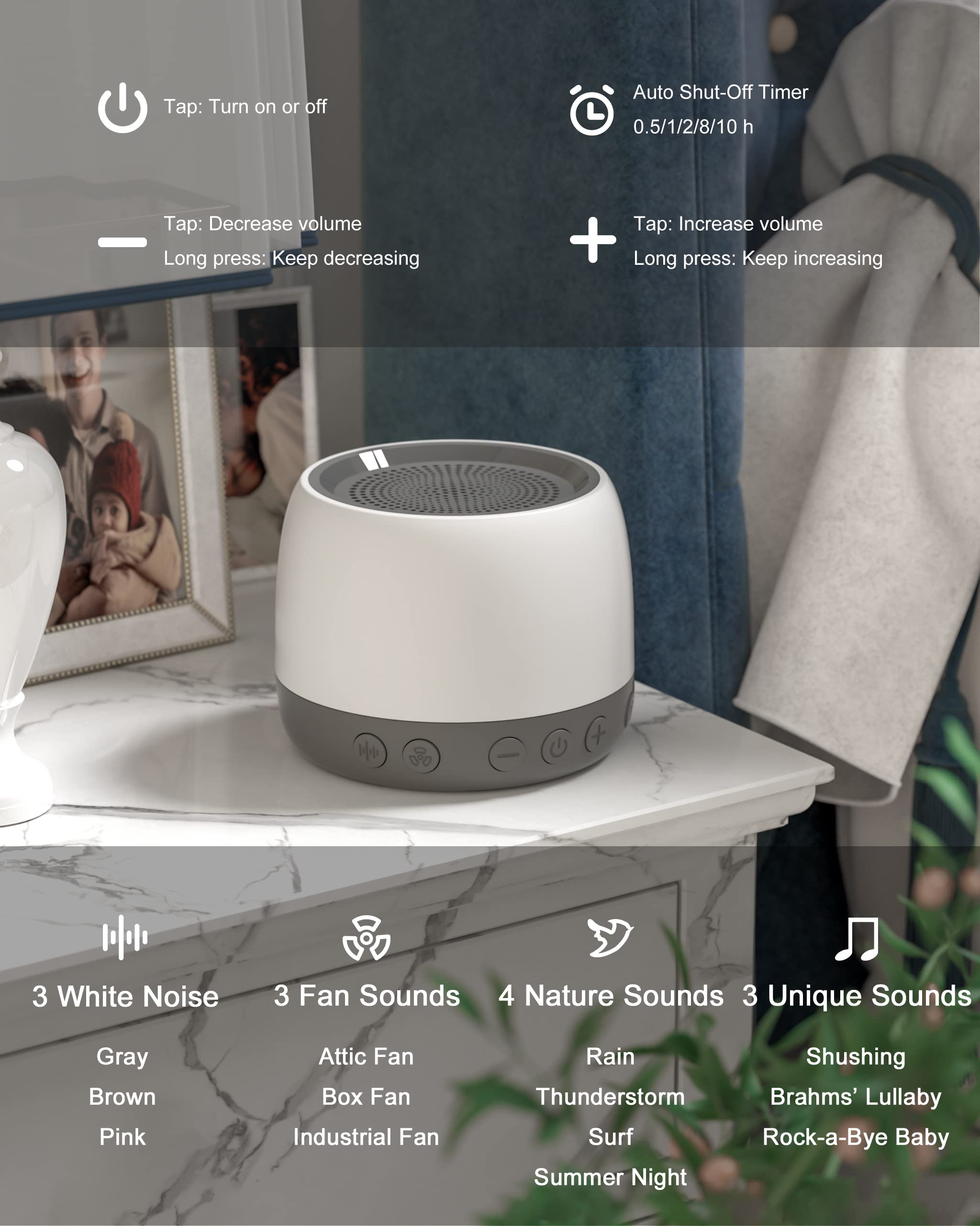 Elesories white noise machine travel companion supports restful hotel nights and on-the-go noise blocking