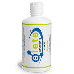 Elete Citrilyte Add-In bottle close-up showing unflavored electrolyte solution