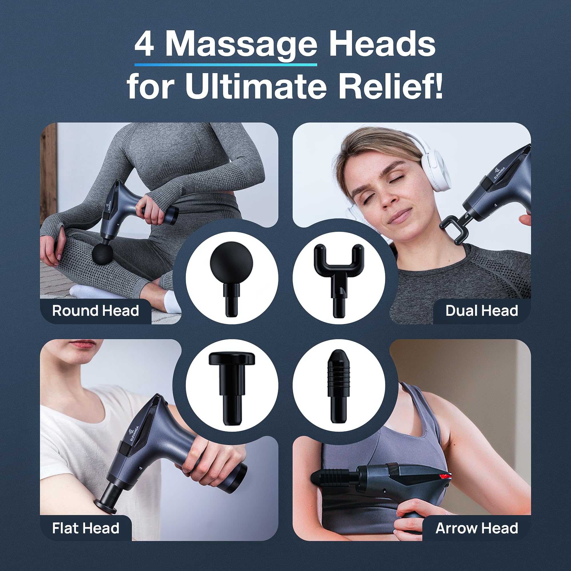ELEVANZA five attachments included for tailored muscle therapy