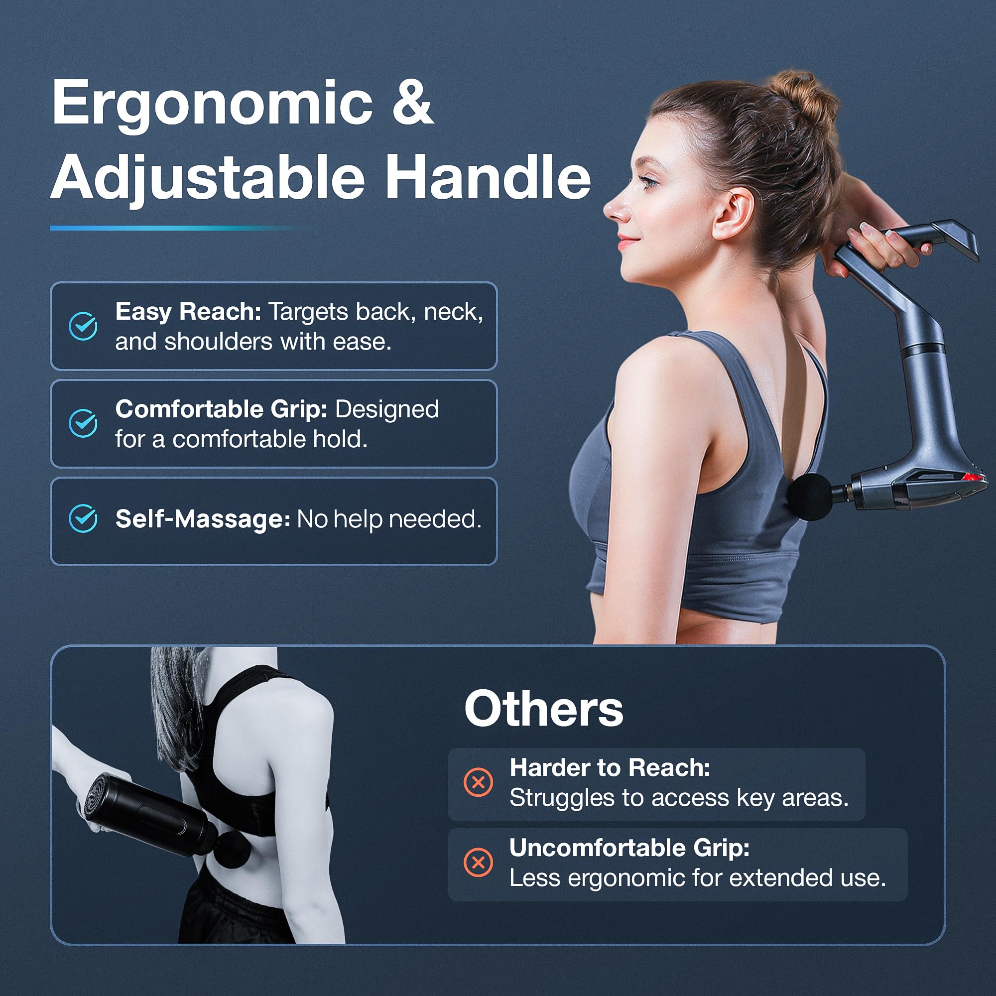 ELEVANZA massage gun with belt attachment for targeted relief