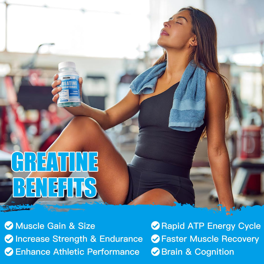 Athlete in gym taking ElevateLife gummies as a quick energy boost.