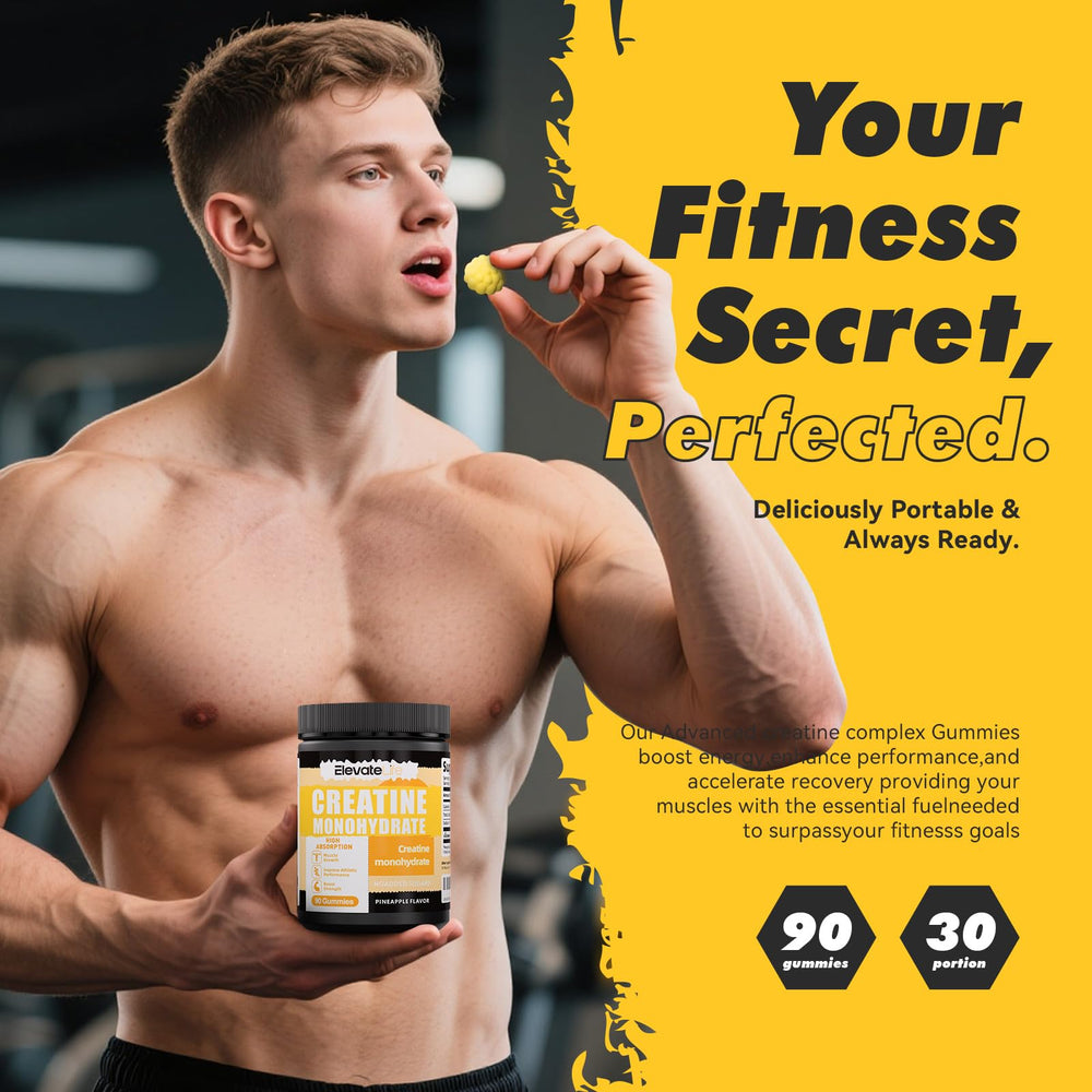 ElevateLife Creatine Monohydrate Gummies non-GMO badge on label