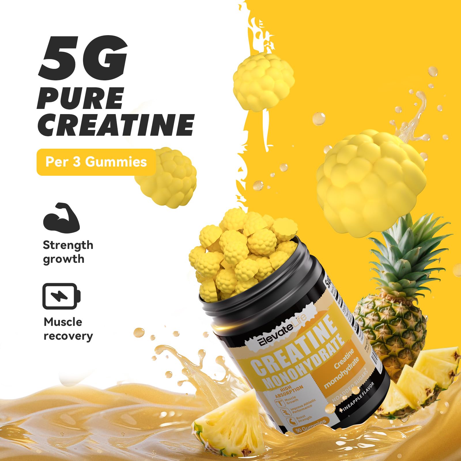 ElevateLife Creatine Monohydrate Gummies in kitchen scene ready for daily routine