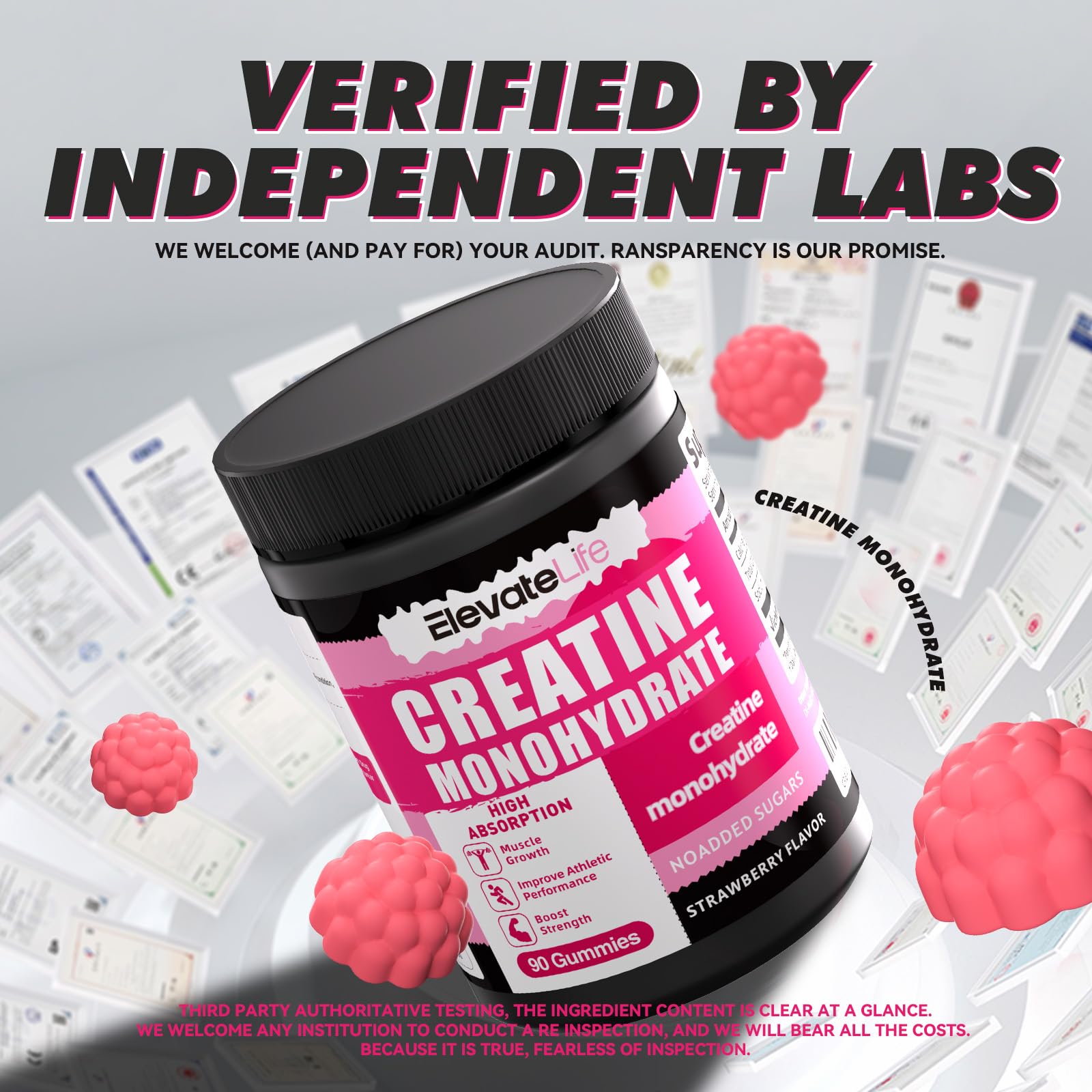 Serving-sized gummies shown with an easy, portable routine for pre-workout use.
