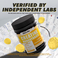 ElevateLife Creatine Monohydrate Gummies two gummies serving on hand