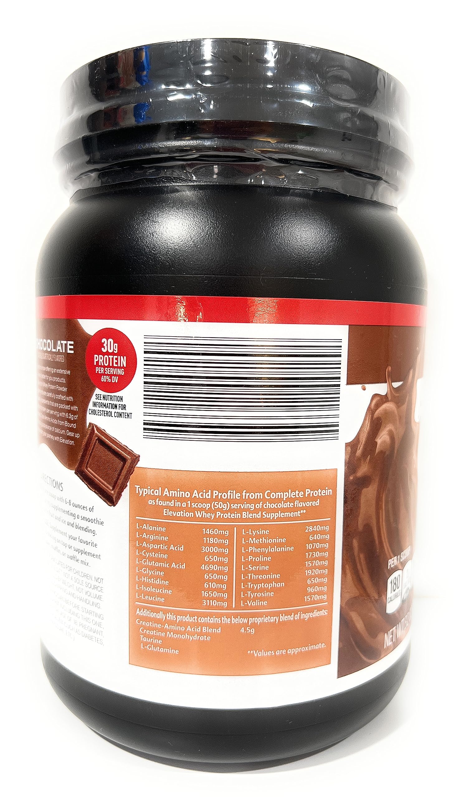 Elevation by Millville chocolate protein powder mixed in milkshake for creamy texture