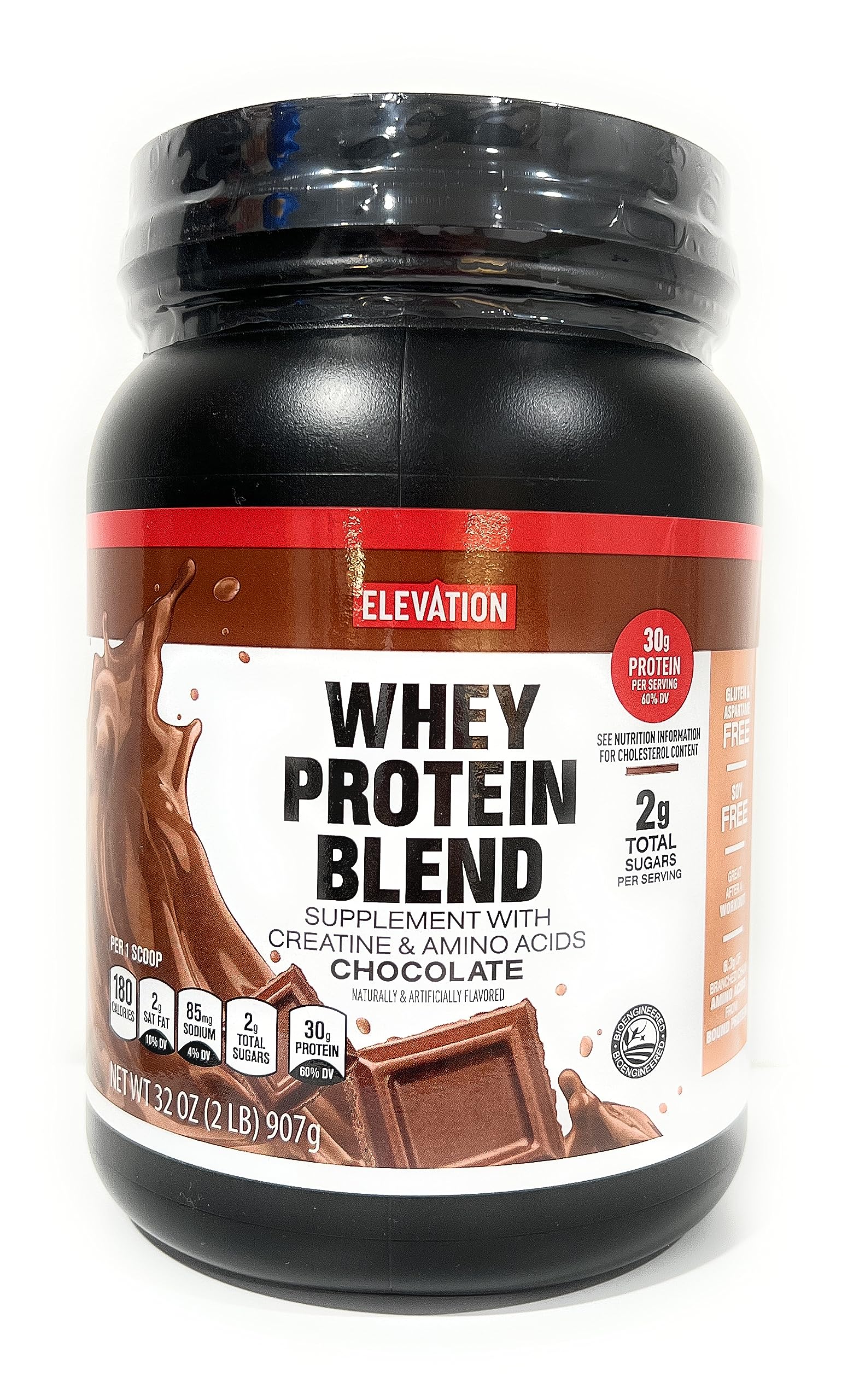 Elevation by Millville chocolate protein powder tub with rich flavor for daily protein