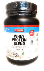 Elevation vanilla protein powder bottle with creamy vanilla flavor for shakes
