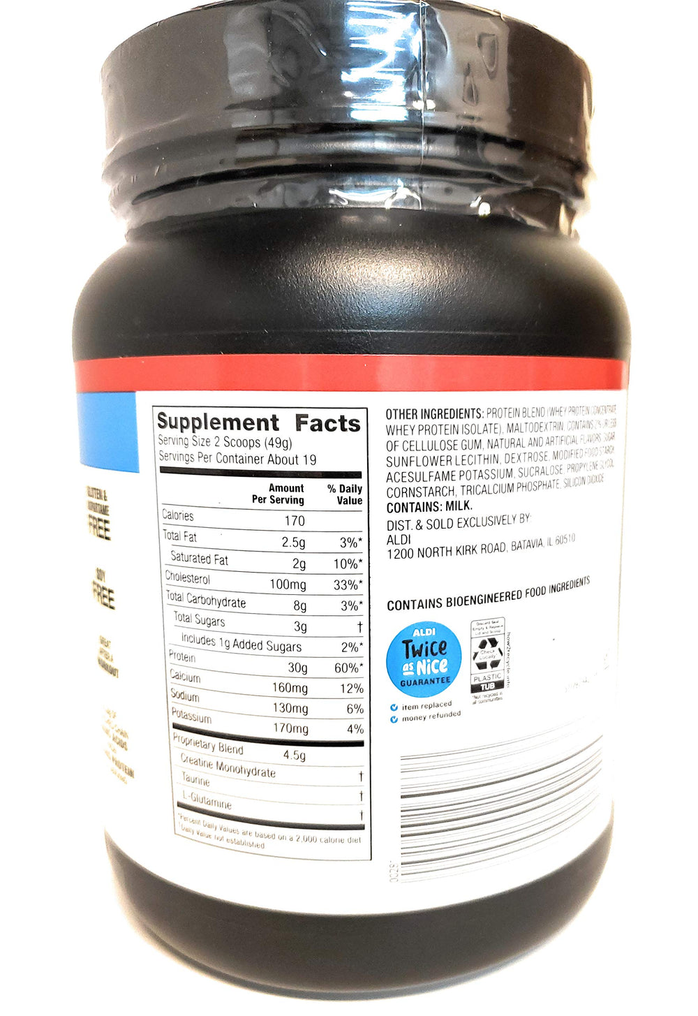Elevation vanilla protein powder 32oz scoop ready to mix into a shake