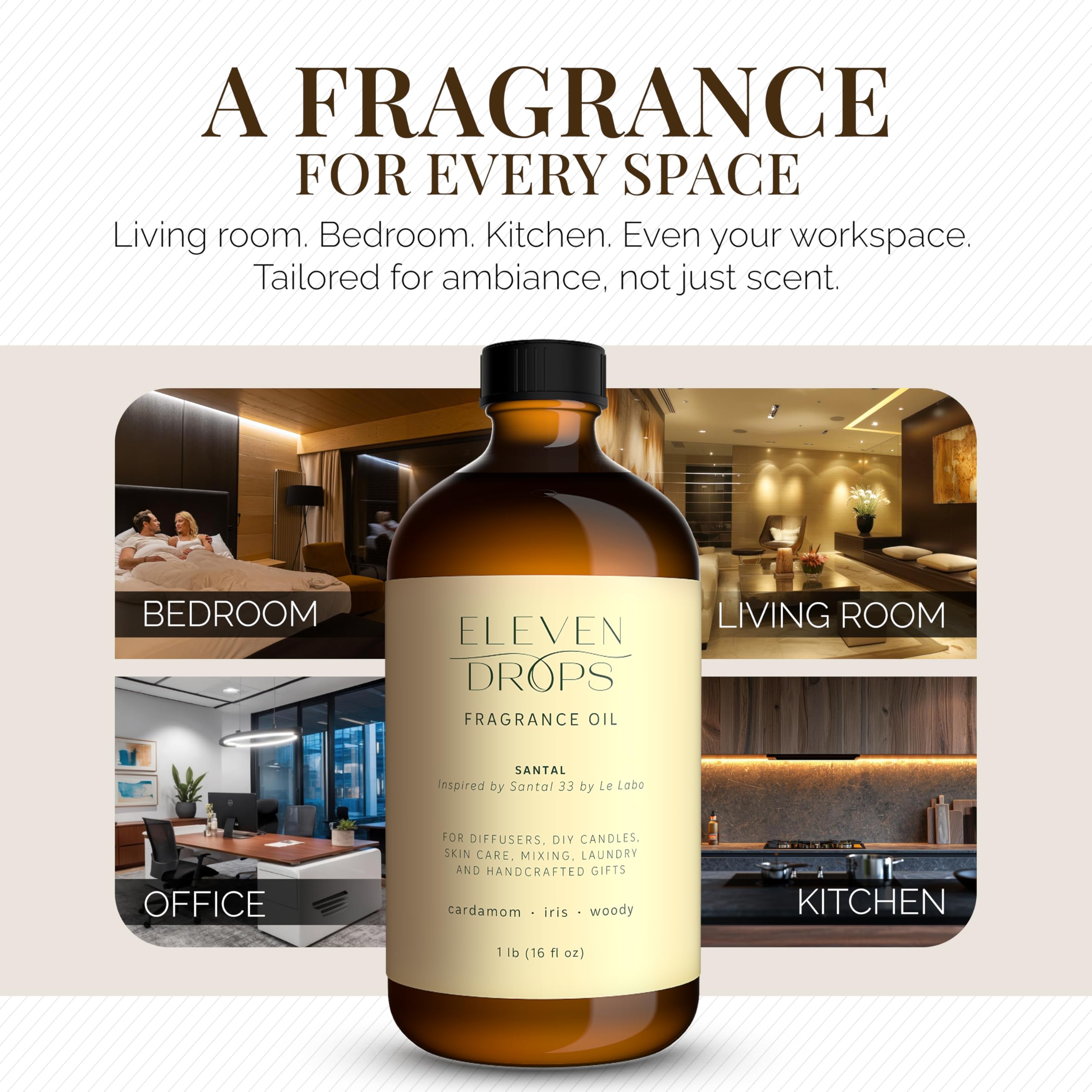 Diffuse Santal Aroma vapors from a diffuser for warm spaces