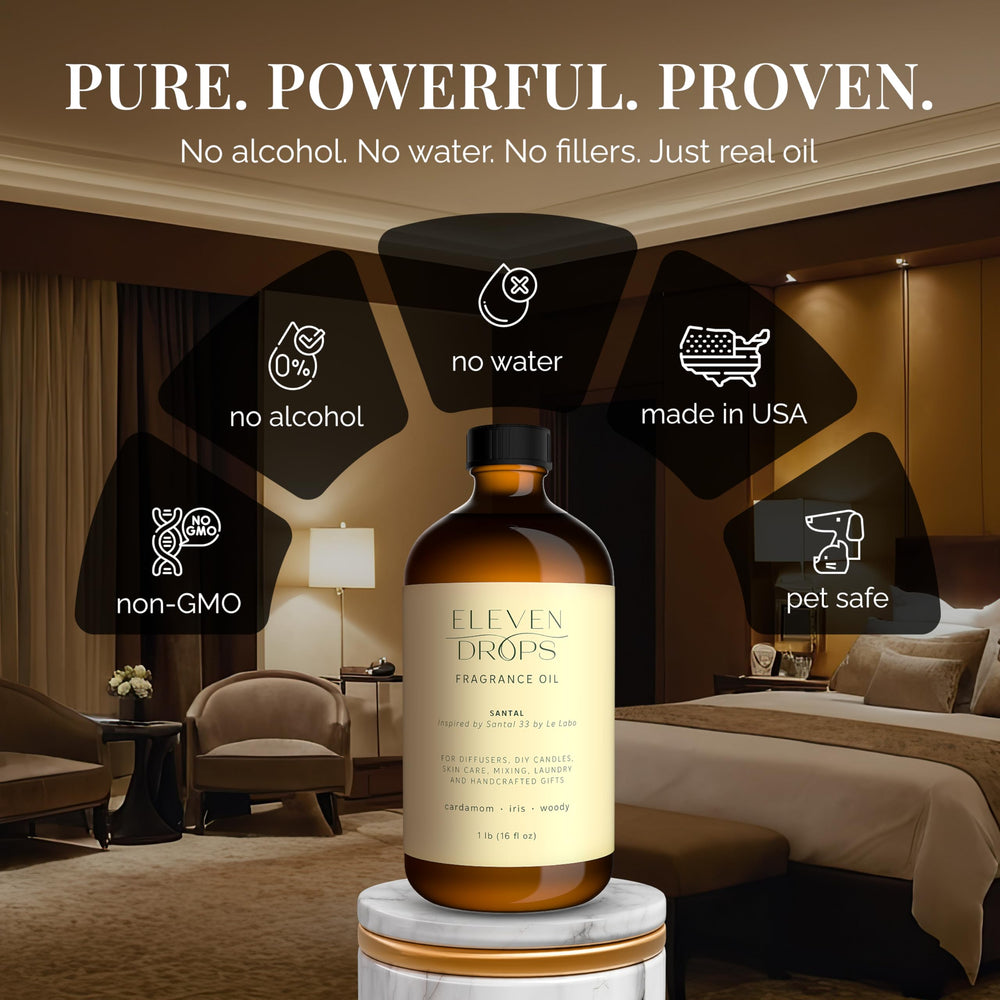 Room spray with ELEVEN DROPS Santal Aroma freshening a living space