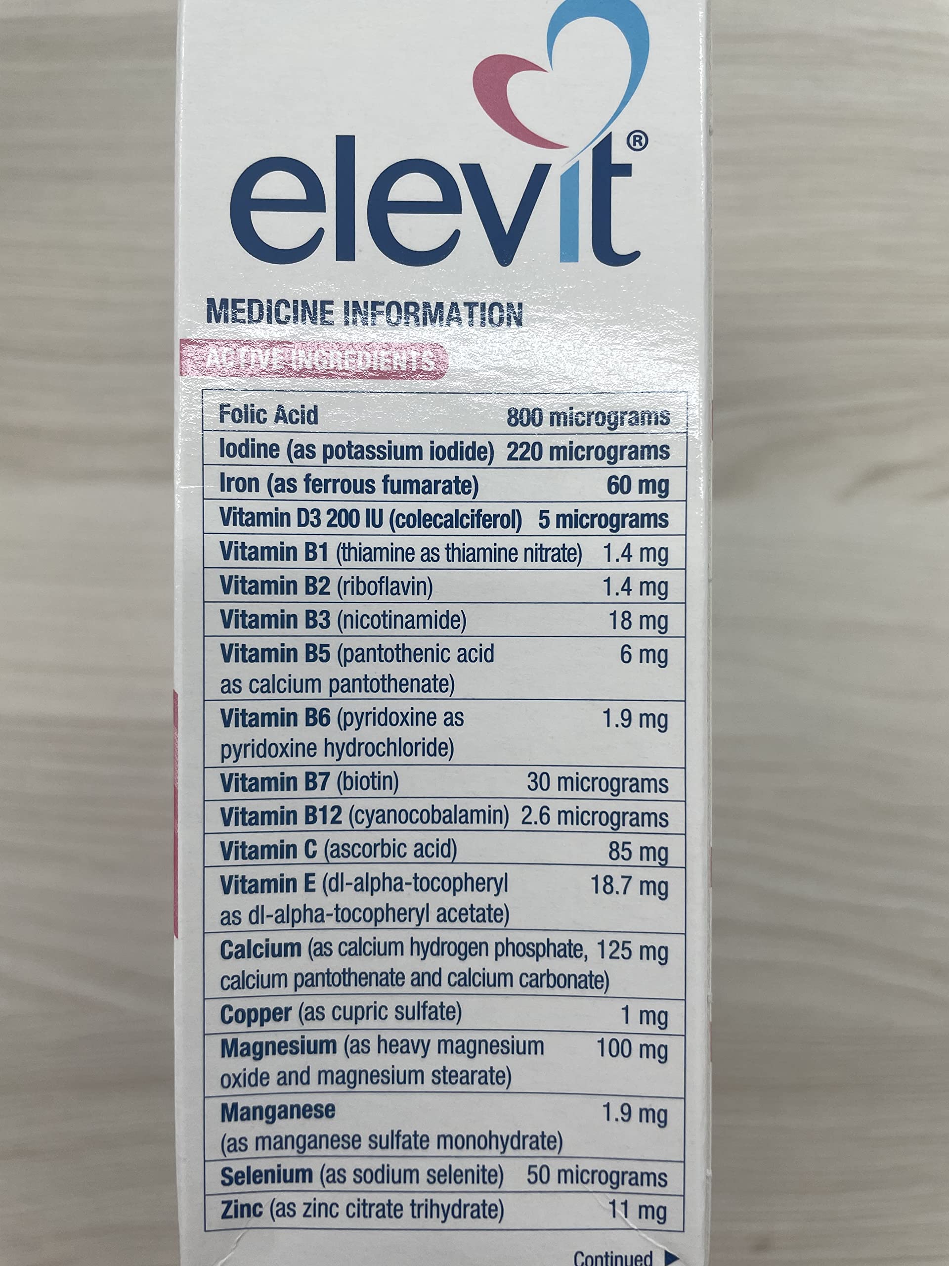 ELEVIT iodine multivitamin in daily pack supports routines.