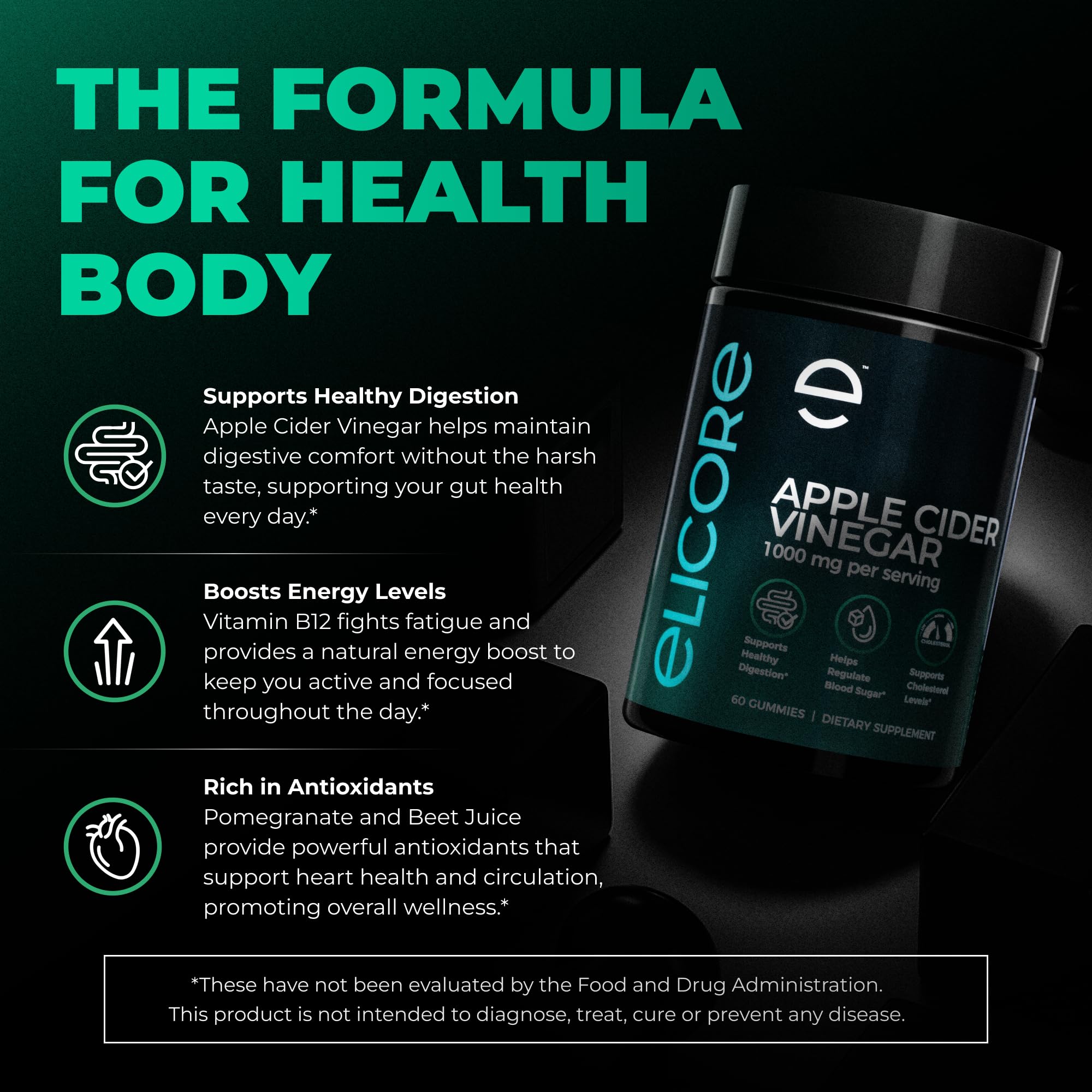 ELICORE gummies pour shot emphasizes easy daily intake and cravings control
