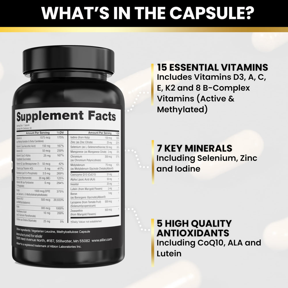 Bottle open with evenly sized methylated capsules ready to take