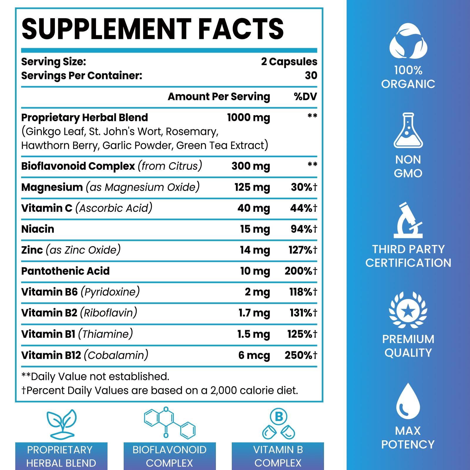 Elikadur herbal blend formula highlights natural ingredients for tinnitus support.