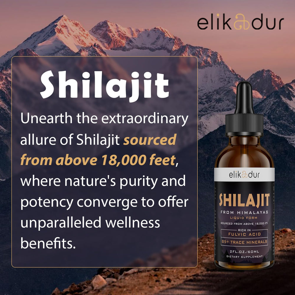 Elikadur Shilajit Drops 60 ml bottle designed for easy daily use.