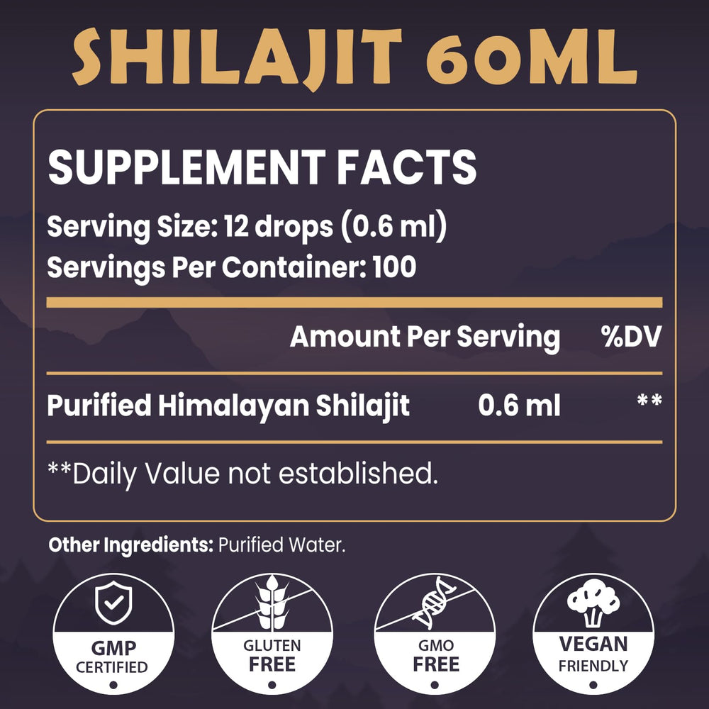 Elikadur Shilajit Drops pour showing precise dropper for everyday use.