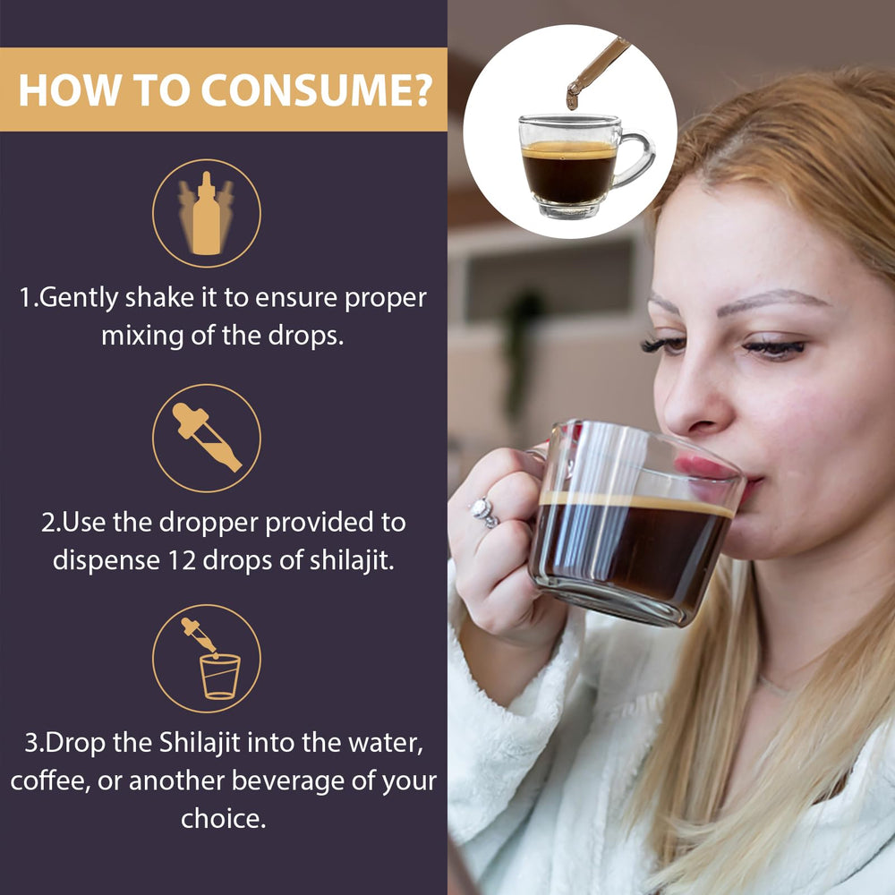 Packaging emphasizing purity and quality control for Elikadur Shilajit Drops.