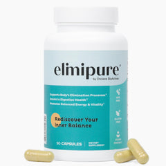 Elimipure Gut Cleanse bottle on kitchen counter suggesting smoother daily routine