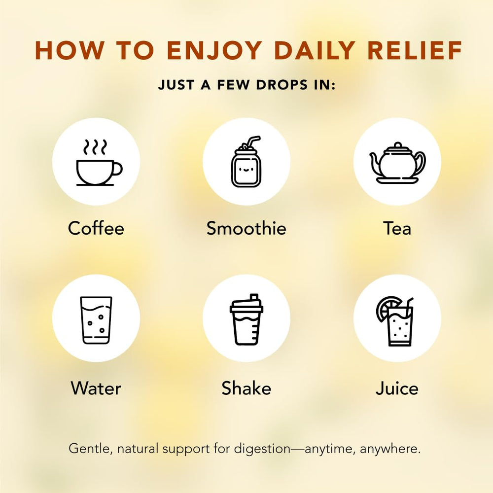 Tea cup with Eliré drops and mild citrus aroma after meals