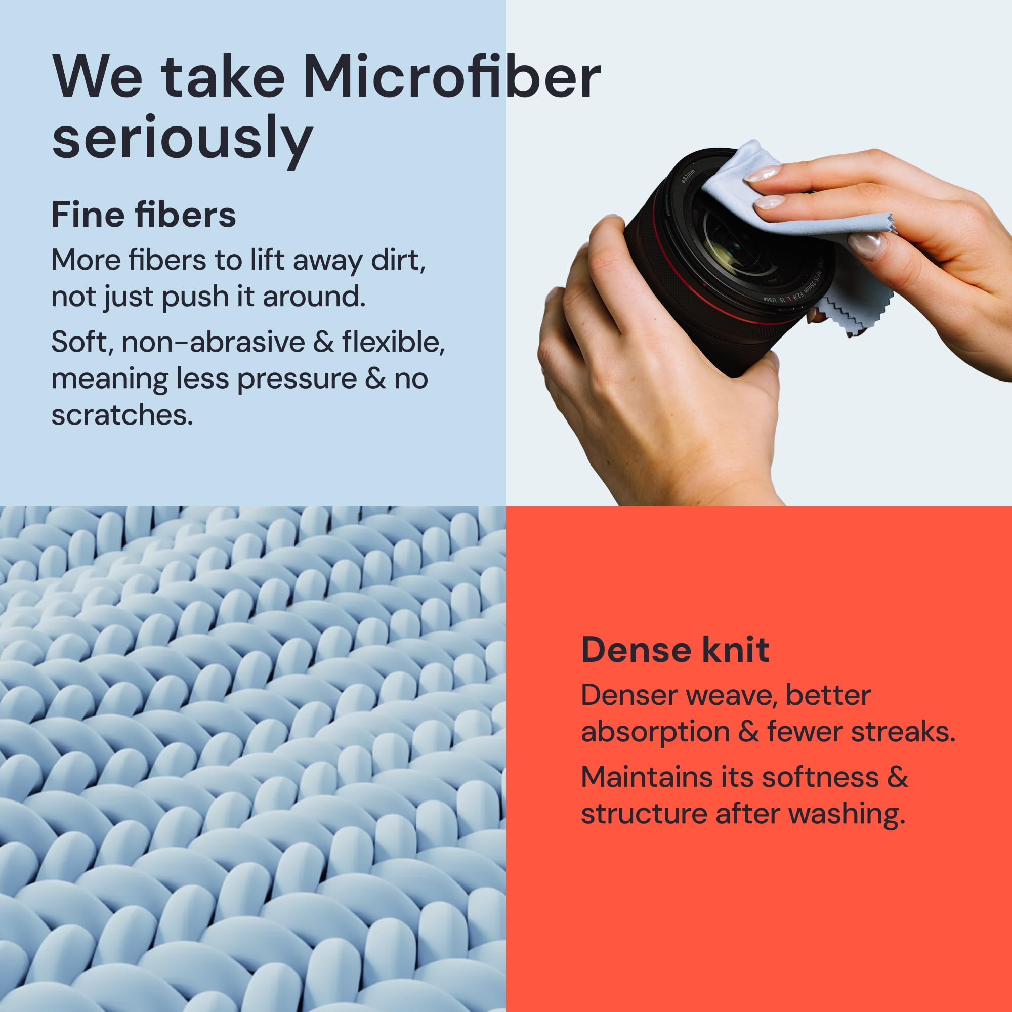 Elite Screens microfiber cloths are individually packaged for portable on-the-go use.