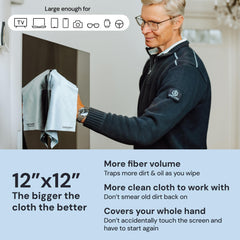 Elite Screens microfiber cleaning cloth cleans tablet screens with streak-free results.