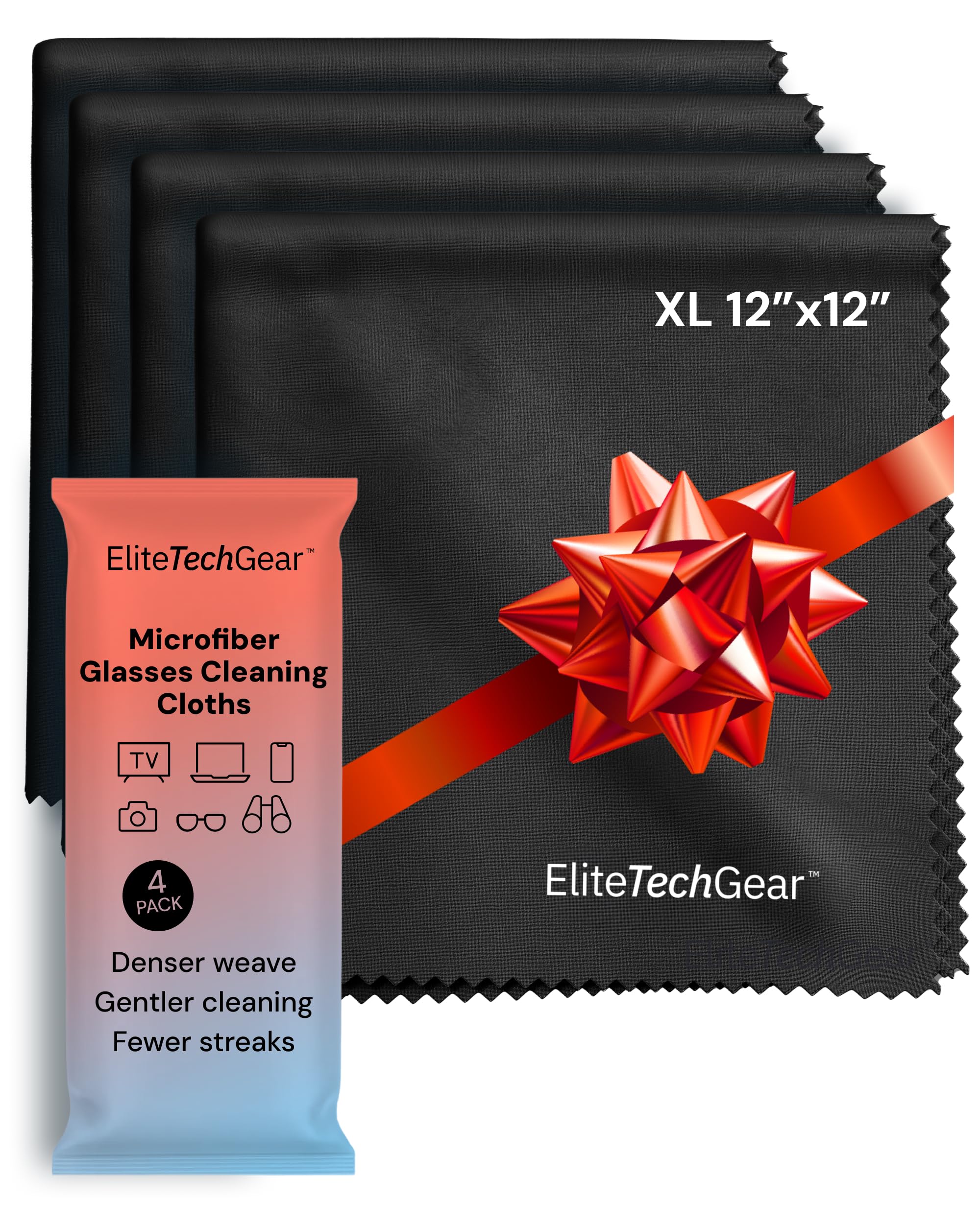 Elite Tech Gear oversized microfiber cloth 12x12 for clear glasses