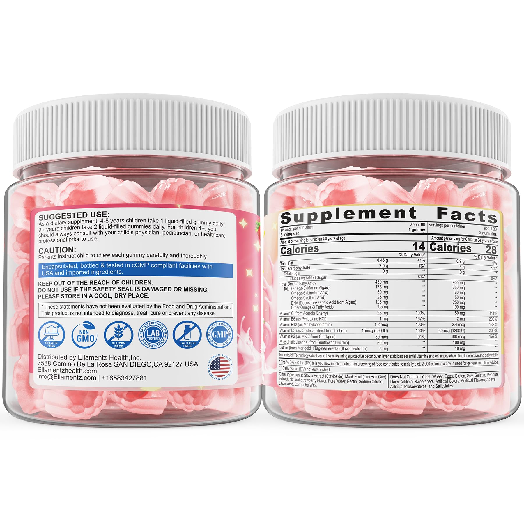 ELLAMENTZ 60-count pack supports consistent daily omega-3 intake.