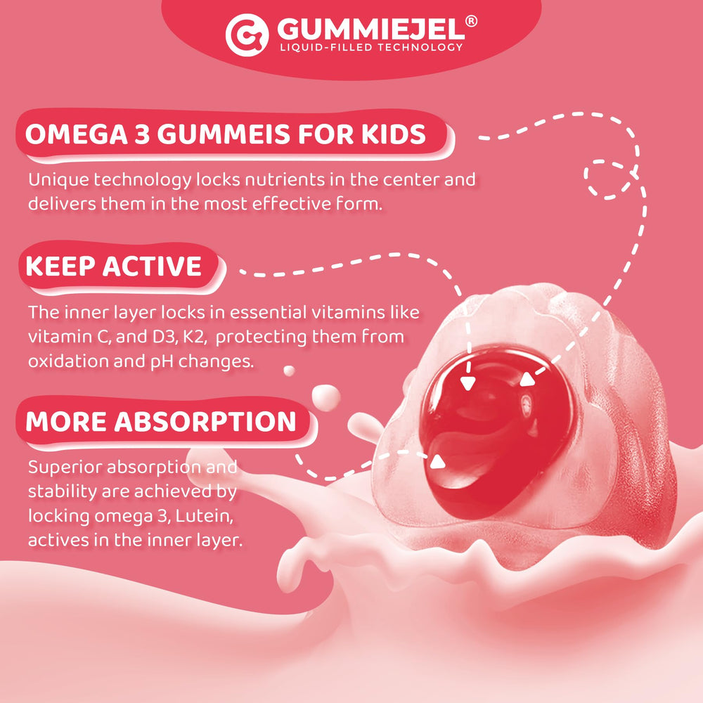 ELLAMENTZ no fish taste omega-3 gummies kids enjoy daily.