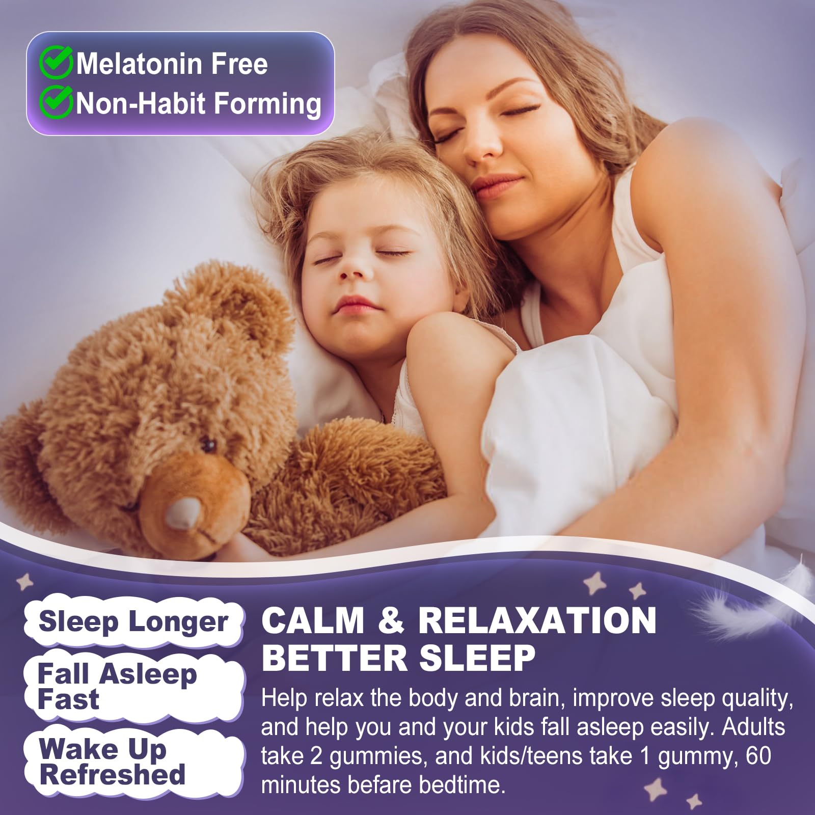 ELLAMENTZ magnesium gummies bedtime scene showing calm child ready for bed.